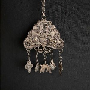 Vintage Chinese Hmong or Miao-style Pendant Necklace 32”+3”